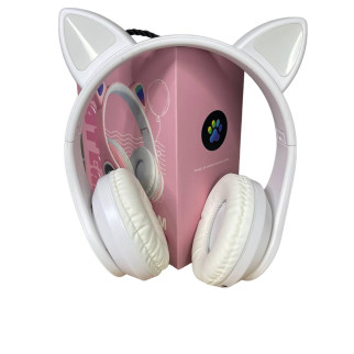 Навушники бездротові OPT-TOP Cat Ear В39М FM-радіо MicroSD Bluetooth з вушками та підсвічуванням білі (1756375772) - Інтернет-магазин спільних покупок ToGether