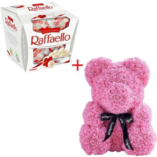 Подарунковий набір для жінок Ведмедик з троянд 25см OPT-TOP + Raffaello цукерки (2090045141) - Інтернет-магазин спільних покупок ToGether