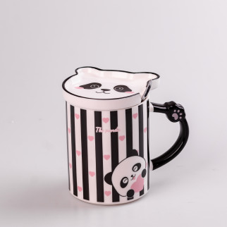 Чашка керамічна The Panda з блюдцем і ложкою TS Kitchen 350 мл усм ужку (HPCY8369ST) - Інтернет-магазин спільних покупок ToGether