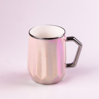 Чашка керамічна у дзеркальній глазурі Happy Life 450 мл рожевий (HPCYM0885P) - Інтернет-магазин спільних покупок ToGether