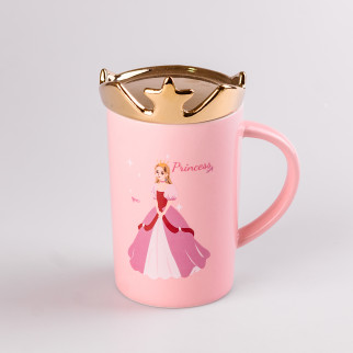 Чашка керамічна Princess з кришкою Happy Life 400 мл рожевий (HPCYM0845P) - Інтернет-магазин спільних покупок ToGether