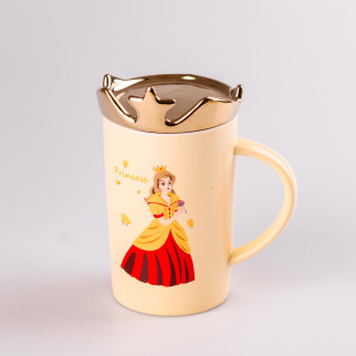 Чашка керамічна Princess з кришкою Happy Life 400 мл жовтий (HPCYM0845Y) - Інтернет-магазин спільних покупок ToGether