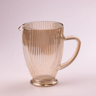 Глечик для напоїв Lugi 1,3л фігурний прозорий ребристий з товстого скла tea color (HP7118TC) - Інтернет-магазин спільних покупок ToGether