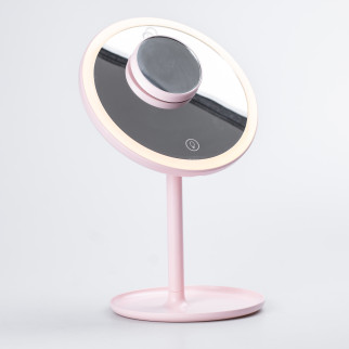 Дзеркало настільне Lugi кругле з збільшенням і led підсвіткою для макіяжу Рожевий (HP072TD020P) - Інтернет-магазин спільних покупок ToGether