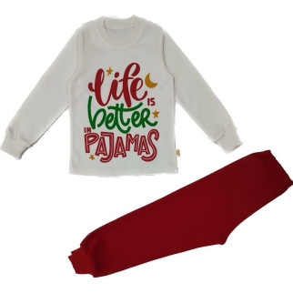 Піжама "Life pajamas" інтерлок молочно-червона Ліо 92 (4841396) - Інтернет-магазин спільних покупок ToGether