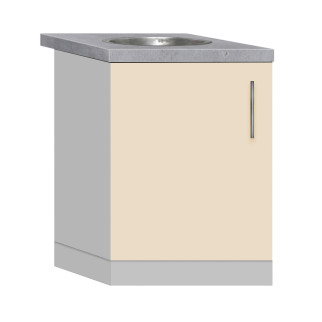 Тумба-мийка (однодверна) з врізним миттям зі стільницею 1-ї категорії ширина 600 МАКСІ МЕБЛІ Сірий/Ваніль (80156) - Інтернет-магазин спільних покупок ToGether