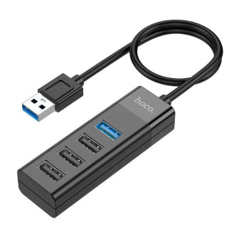USB hub Hoco HB25 на 4 USB порти USB 3.0*1+USB 2.0*3 чорний до 1Tb - Інтернет-магазин спільних покупок ToGether