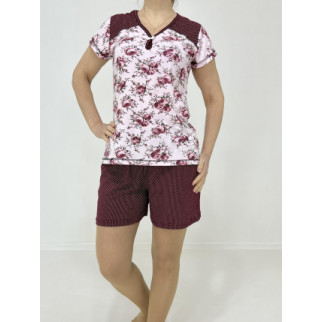 Домашній жіночий комплект футболка та шорти Triko Ольга 58-60 Рожевий-бордо (40902509-3) - Інтернет-магазин спільних покупок ToGether