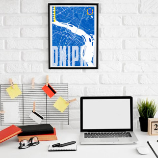 Плакат-постер з принтом Кавун Карта міста Дніпро Україна. Map of Dnipro Ukraine ПЛ000849(A4) - Інтернет-магазин спільних покупок ToGether