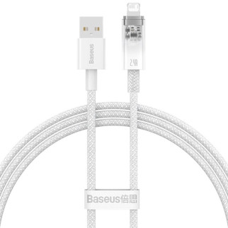 Дата кабель Baseus Explorer USB to Lightning 2.4A with Smart Temperature Control (1m) (CATS01000) White - Інтернет-магазин спільних покупок ToGether