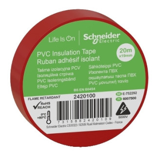 Ізоляційна стрічка, 19mm x 20m, червоний Schneider Electric 2420100 - Інтернет-магазин спільних покупок ToGether