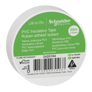 Ізоляційна стрічка, 19mm x 20m, біла Schneider Electric 2420104 - Інтернет-магазин спільних покупок ToGether