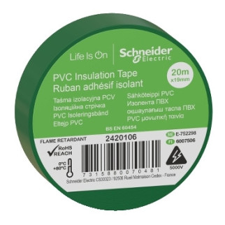 Ізоляційна стрічка, 19mm x 20m, зелена  Schneider Electric 2420106 - Інтернет-магазин спільних покупок ToGether