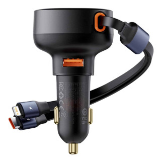 АЗУ Baseus Enjoyment Pro Car Charger C + Retractable Type-C and Lightning 60W (C00057802111-0) - Інтернет-магазин спільних покупок ToGether