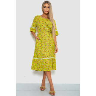 Плаття з квітковим принтом, колір оливковий, 219RT-4105 - Інтернет-магазин спільних покупок ToGether