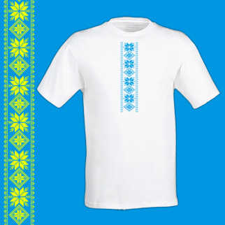 Футболка - вишиванка з принтом "Український орнамент (блакитний)" Push IT S, Білий - Інтернет-магазин спільних покупок ToGether
