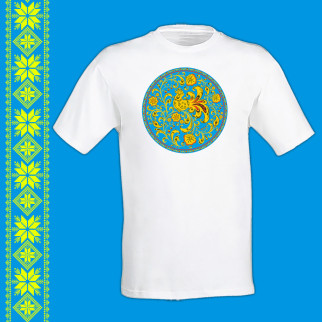 Футболка - вишиванка з принтом "Український орнамент на блакитному тлі" Push IT S, Білий L - Інтернет-магазин спільних покупок ToGether