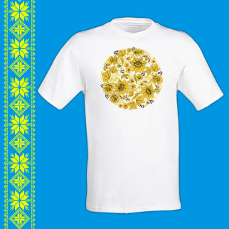 Футболка - вишиванка з принтом "Квітковий орнамент (жовтий)" Push IT S, Білий - Інтернет-магазин спільних покупок ToGether