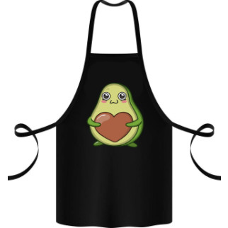 Фартух чорний кухонний з оригінальним принтом "Авокадо із серцем" - Інтернет-магазин спільних покупок ToGether