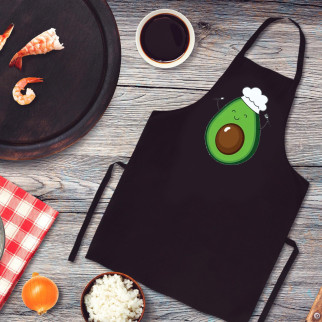 Фартух чорний кухонний з оригінальним принтом "Авокадо кухар" - Інтернет-магазин спільних покупок ToGether