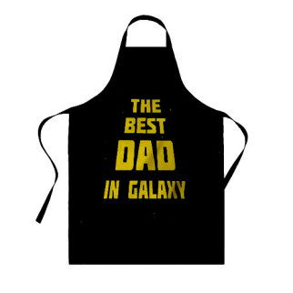 Фартух чорний кухонний з оригінальним принтом "The best DAD in galaxy" - Інтернет-магазин спільних покупок ToGether