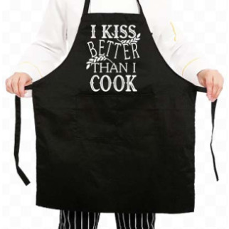 Фартух чорний кухонний з оригінальним принтом "I kiss better then i cook" - Інтернет-магазин спільних покупок ToGether