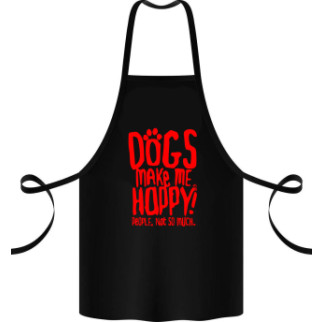 Фартух чорний кухонний з оригінальним принтом "Dogs make me happy!" - Інтернет-магазин спільних покупок ToGether