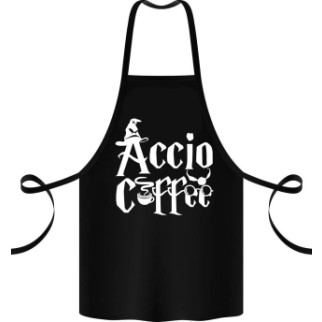 Фартух чорний кухонний з оригінальним принтом "Accio coffee" - Інтернет-магазин спільних покупок ToGether