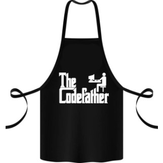 Фартух чорний кухонний з оригінальним принтом Codefather - Інтернет-магазин спільних покупок ToGether