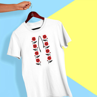Футболка з принтом "Квітковий орнамент (червоний) вишиванки на грудях" Push IT - Інтернет-магазин спільних покупок ToGether