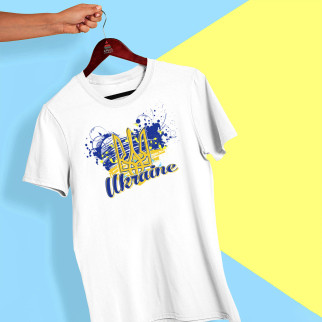 Футболка з принтом "Синьо-жовте серце та жовтий герб України Ukraine" Push IT XS - Інтернет-магазин спільних покупок ToGether