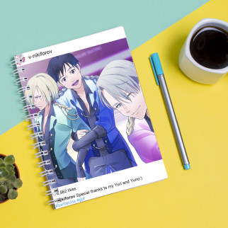 Скетчбук Sketchbook (блокнот) для малювання з принтом Yuri on Ice - Юри на льоду - Інтернет-магазин спільних покупок ToGether