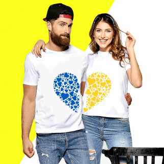 Парні футболки з принтом "Синя та жовта половинки серця" Push IT L - Інтернет-магазин спільних покупок ToGether
