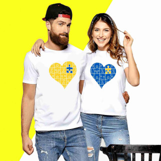 Парні футболки з принтом "Серця із пазлів" Push IT M - Інтернет-магазин спільних покупок ToGether
