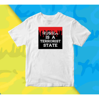 Футболка біла з патріотичним принтом "russia is a terrorist state" Push IT XS - Інтернет-магазин спільних покупок ToGether