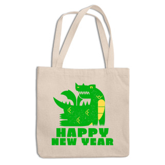 Еко-сумка шоппер з новорічним принтом "Happy New Year. Dragon 2024. Дракон 2024" - Інтернет-магазин спільних покупок ToGether