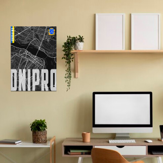 Плакат-постер з патріотичним принтом «Карта міста Дніпро Україна. Map of Dnipro Ukraine». Патріотичний постер - Інтернет-магазин спільних покупок ToGether