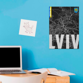 Плакат-постер на стіну з патріотичним принтом «Карта міста Львів Україна. Map of Lviv Ukraine» - Інтернет-магазин спільних покупок ToGether