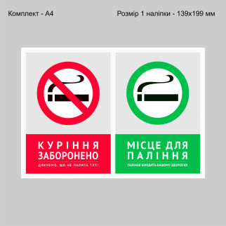Вінілова самоклеюча декоративна наклейка на двері "Куріння заборонено. Місце для паління" з оракалу - Інтернет-магазин спільних покупок ToGether