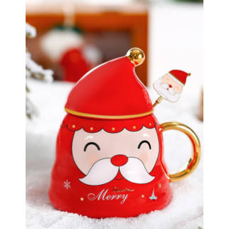 Кружка з кришкою новорічна Merry Christmas 13683 400 мл червона - Інтернет-магазин спільних покупок ToGether