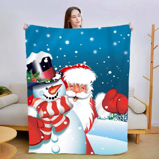Плед 3D новорічний Санта і Сніговик 3031_B 13586 135х160 см - Інтернет-магазин спільних покупок ToGether