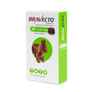 Жувальна таблетка MSD Бравекто 500 мг на вагу 10-20 кг Bravecto від бліх та кліщів для собак уп. 1 таблетка - Інтернет-магазин спільних покупок ToGether