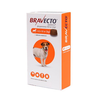 Жувальна таблетка MSD Бравекто 250 мг на вагу 4,5 - 10 кг Bravecto від бліх та кліщів для собак уп. 1 таблетка - Інтернет-магазин спільних покупок ToGether