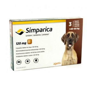 Симпарика жувальні таблетки для собак 120мг 40 - 60кг 3 таблетки - Інтернет-магазин спільних покупок ToGether