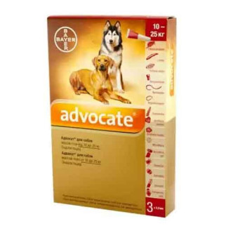 Краплі Advocate Bayer від бліх кліщів і гельмінтів для собак вагою 10-25 кг, 3 піпетки - Інтернет-магазин спільних покупок ToGether