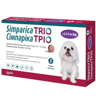Симпарика тріо 3 таблетки жувальні для собак 2,6-5кг - Інтернет-магазин спільних покупок ToGether