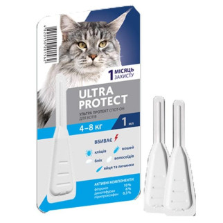 Краплі Ultra Protect Palladium від бліх і кліщів для кішок вагою 4-8 кг - Інтернет-магазин спільних покупок ToGether