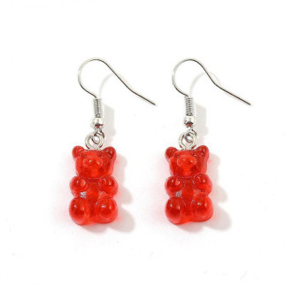 Жіночі сережки гачки у формі 3D сережки червоні Желейні Ведмедики сріблясті - Інтернет-магазин спільних покупок ToGether