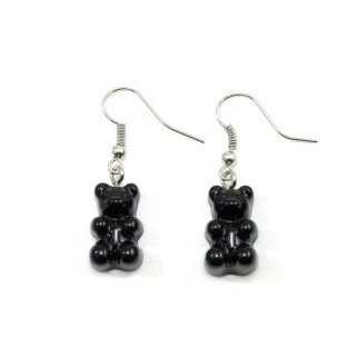 Жіночі сережки гачки у формі 3D сережки чорні Желейні Ведмедики сріблясті - Інтернет-магазин спільних покупок ToGether