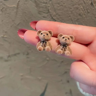 Жіночі сережки гвоздики пусети у формі тварин 3D сережки темні Ніжні Ведмедики - Інтернет-магазин спільних покупок ToGether
